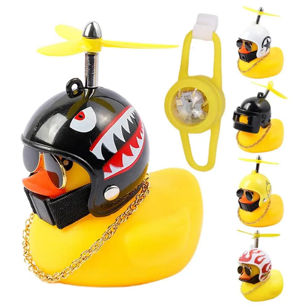 patinho com flash luz capacete decorativo pato moto bicicleta acessórios capacete