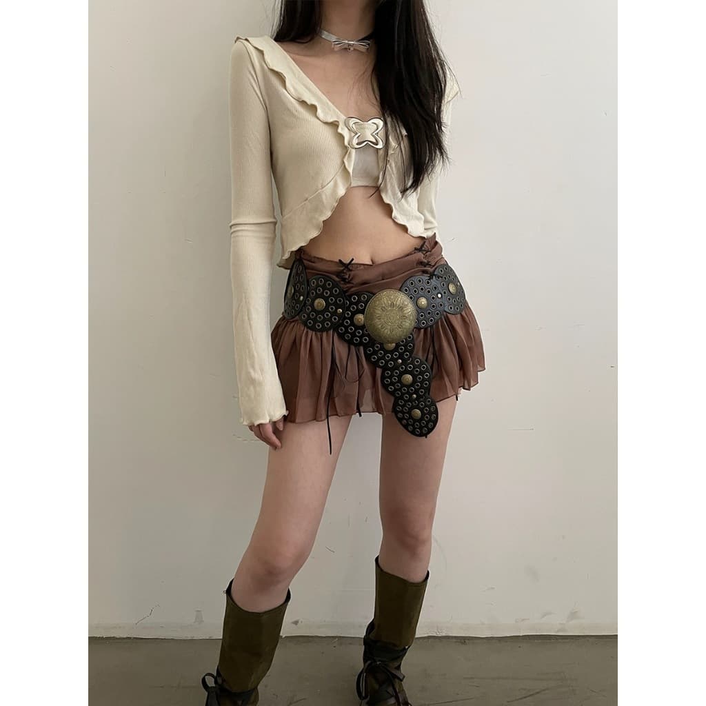 Cinto feminino com emenda de disco estilo jeans, cinto estilo étnico boêmio desgaste 2024 novos rebitesZG-10