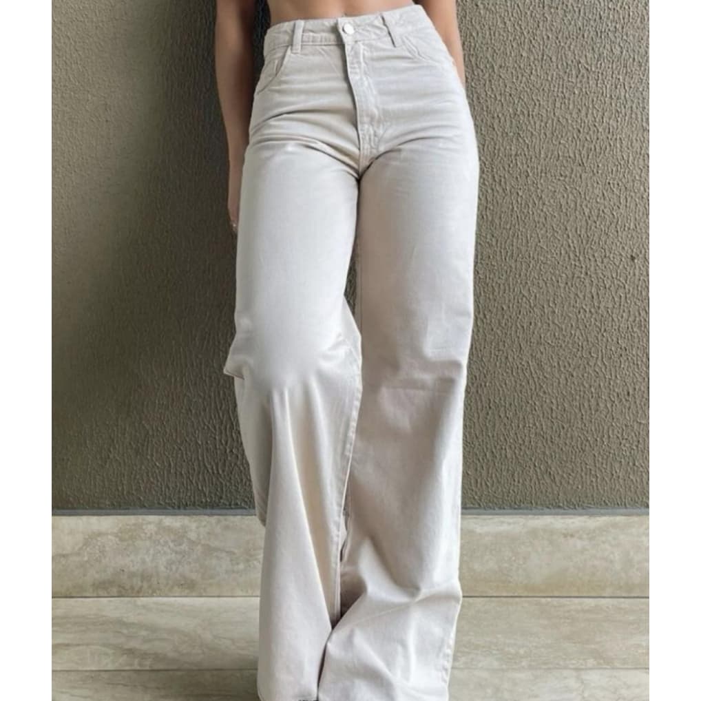 Calça Jeans Feminina Wide Leg Pantalona Cintura Alta Levanta Bumbum