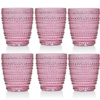 Jogo 6 Copos de Vidro Pérola Luxo 300ml Água Suco 4 cores