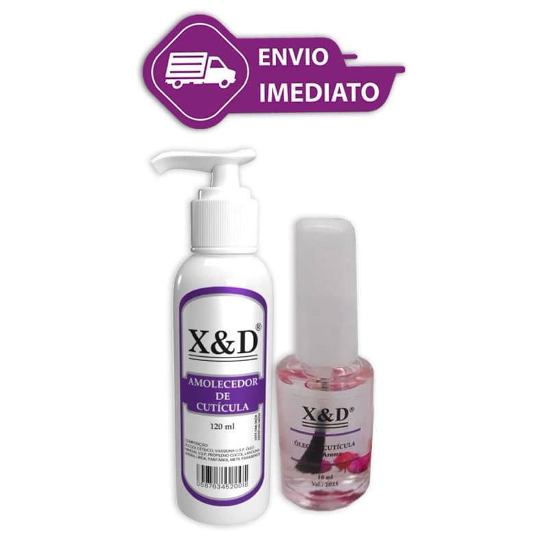 kit nails x&d amolecedor de cuticula e oleo de cuticula hidrante - cuidado com as unhas