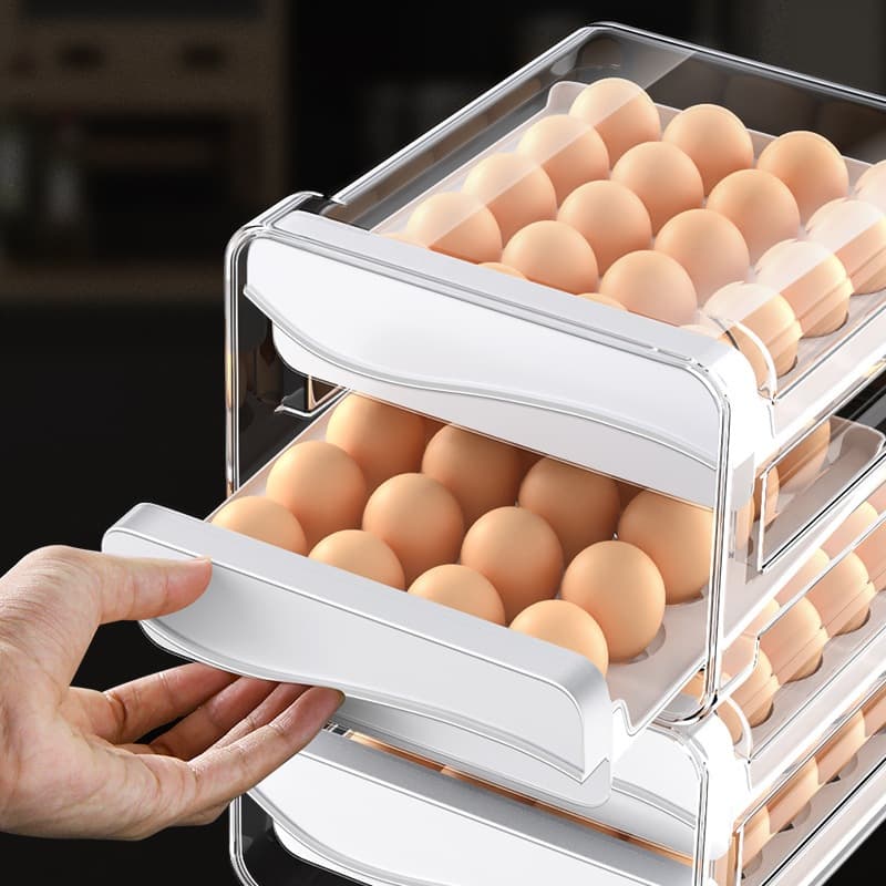 Gaveteiro Empilhável Porta Ovos Duplo 32/40 ovos  Cores para Cozinha Geladeira