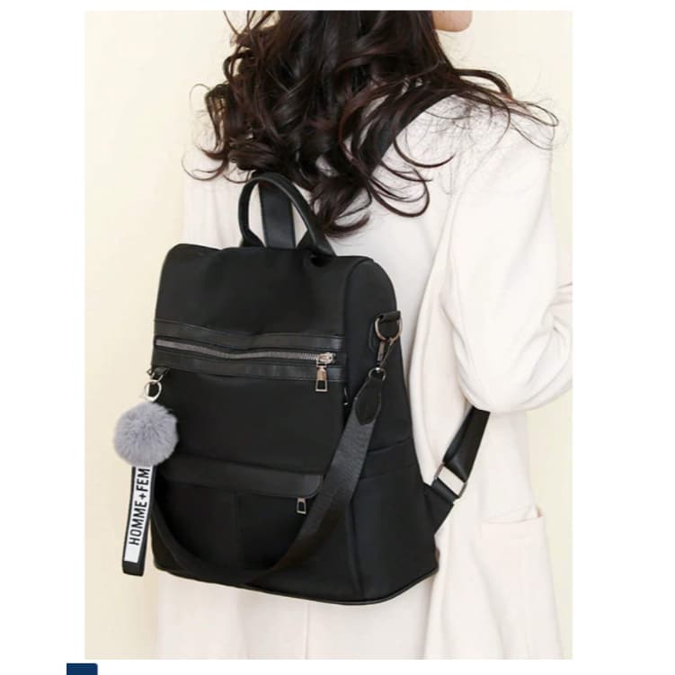 Bolsa Mochila Feminina Antifurto Com Alça Transversal e Costas Tecido Impermeável