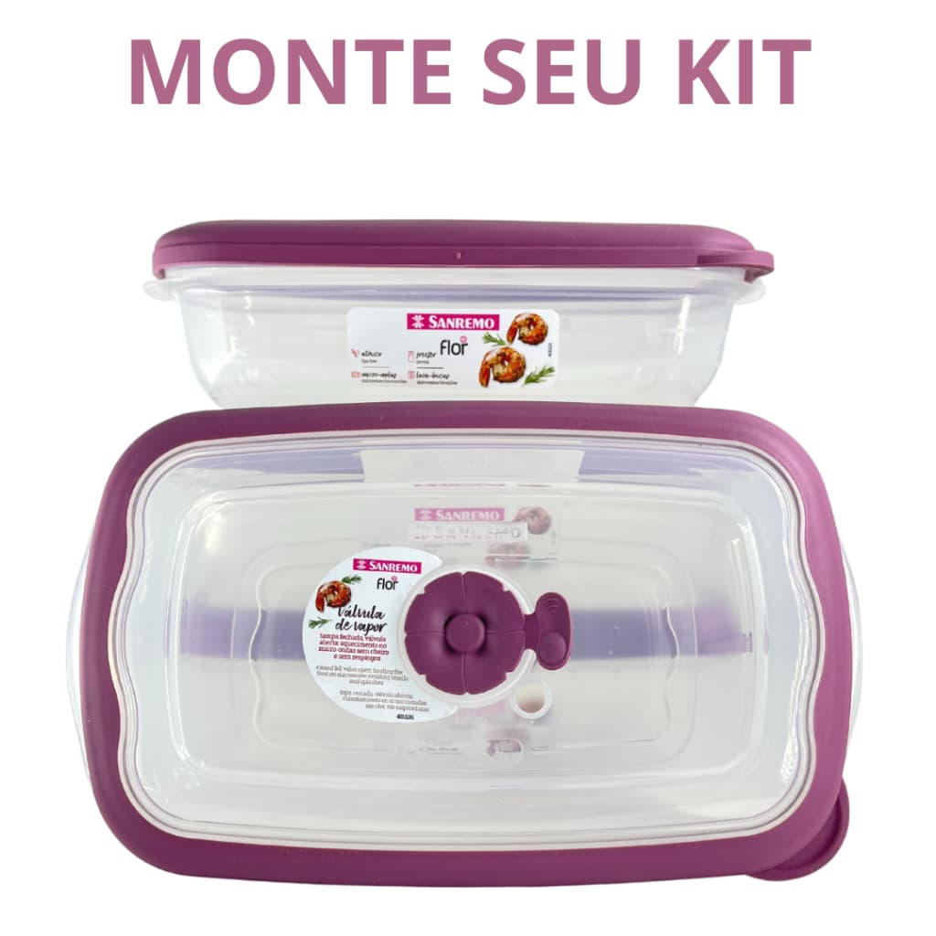 Conjunto 3 Potes Plástico Hermético Com Válvula Para Micro Ondas Varios Tamanhos Marmita Sanremo
