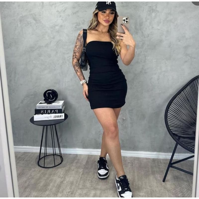 Vestido Curto Tubinho Tomara que Caia Ribana Mini Vestido