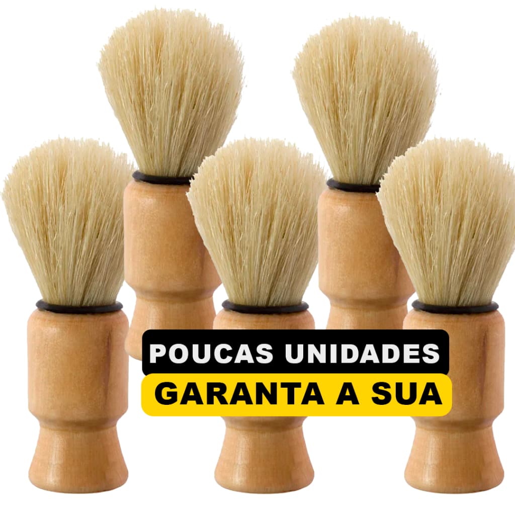 Kit 5 Pincel Para Barbearia Profissional De Madeira Com Cerdas Macias Para Barbearia