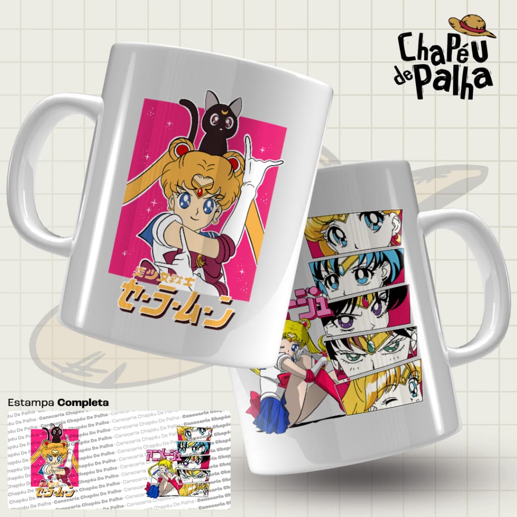 Caneca Sailor Moon Porcelana 325ml – Anime Clássico – Presente Otaku