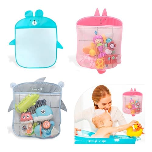 Sacola Rede Saco Organizadora de Brinquedos Infantis para Banheiro com Ventosa