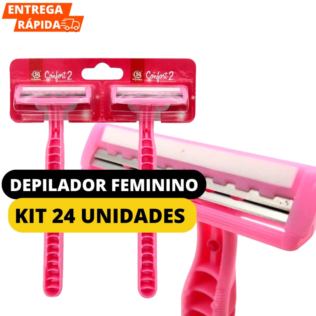 Kit 24 Aparelho De Barbear Cabo Emborrachado E Lâminas Dupla Rosa Conforto Para Rosto E Corpo