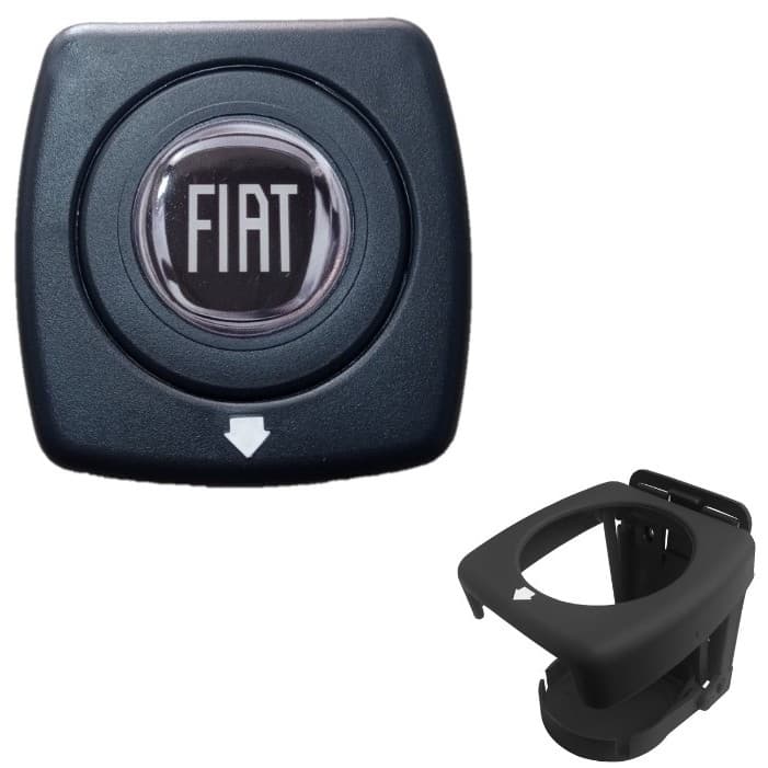 Porta Copos e Latas Logo Fiat Preto Black Piano Com Parafusos Carro Van Térmico