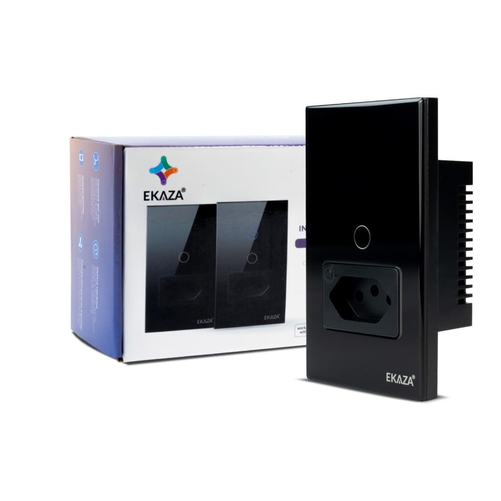 Interruptor Inteligente Com Tomada 20a 1 Botão Wi-Fi Automação Bivolt Alexa