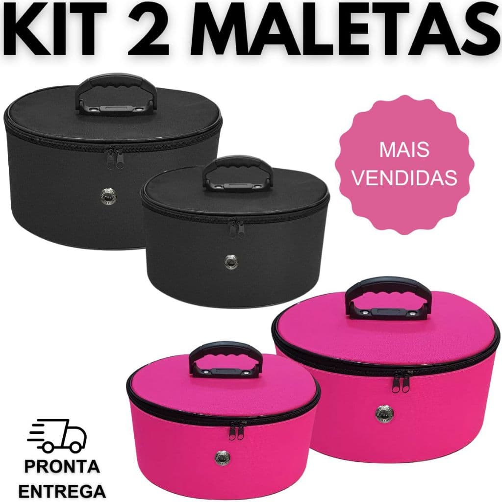 Kit 02 Maleta Frasqueira Necessaire Bolsa de Mão Para Viagem Maquiagem Esmaltes