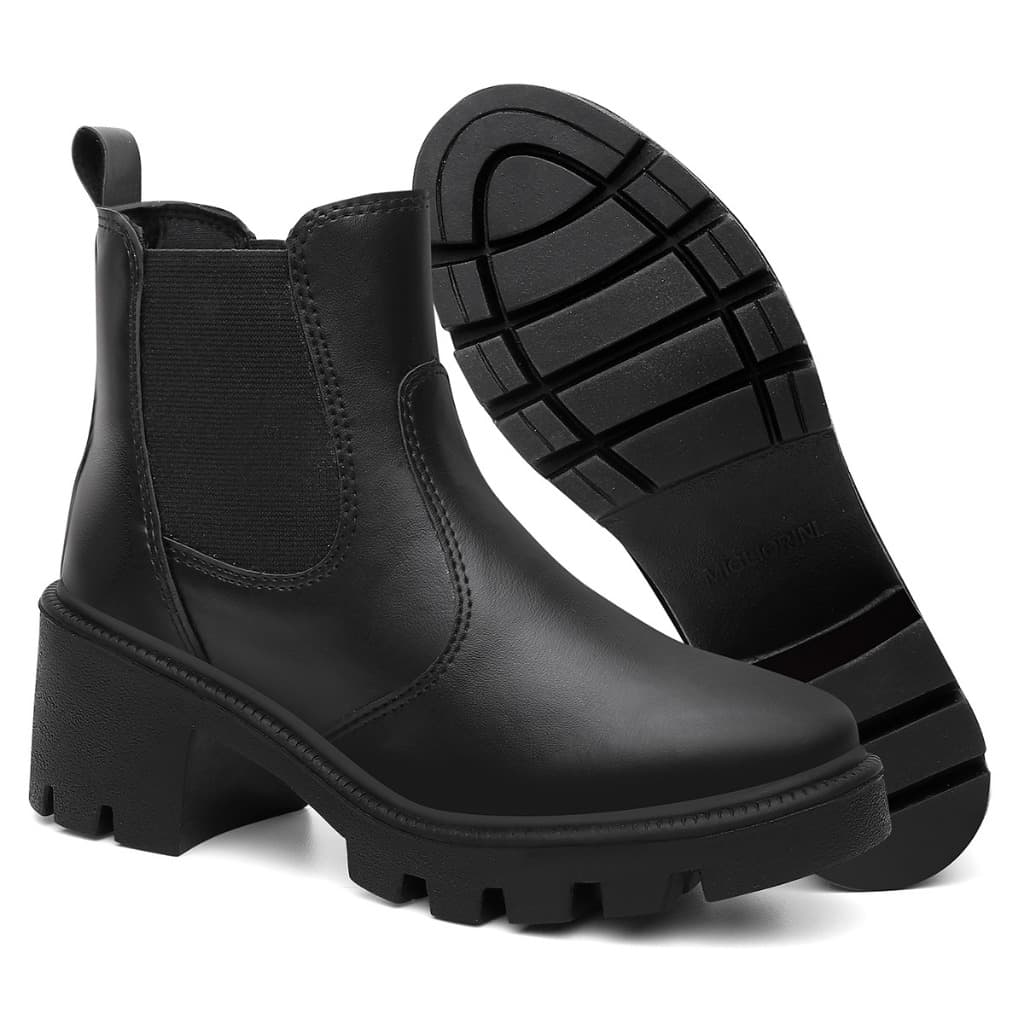 BOTA FEMININA TRATORADA COM SALTA E ELASTICO CHELSEA CANO BAIXO