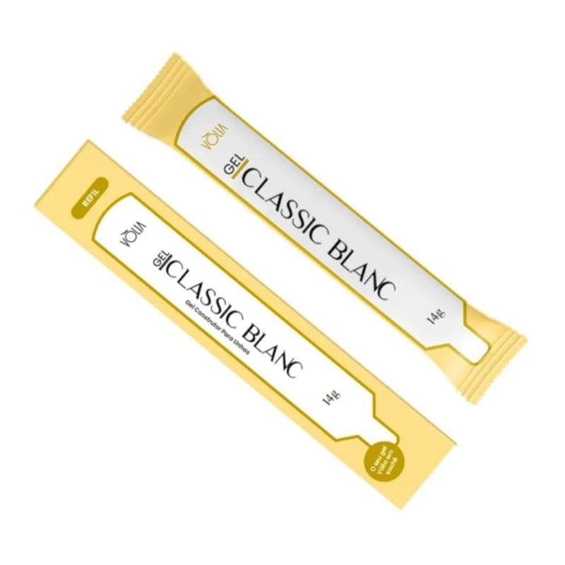 SACHÊ GEL VOLIA 14G REFIL BISNAGA ALONGAMENTO UNHA ACRÍLICA CLASSIC BLANC SALÃO MANICURE