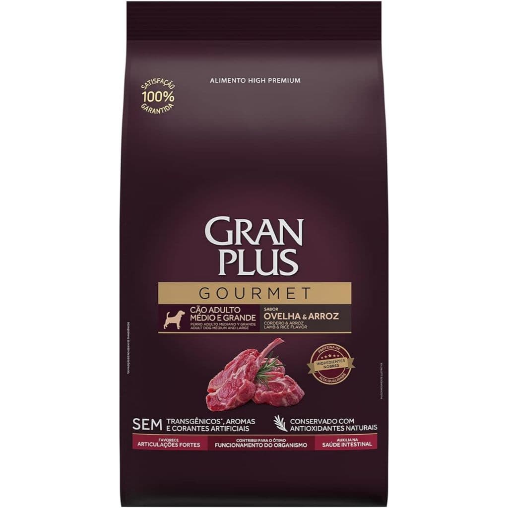 Ração Gran Plus 15kg Gourmet Cães Médio e Grande Ovelha