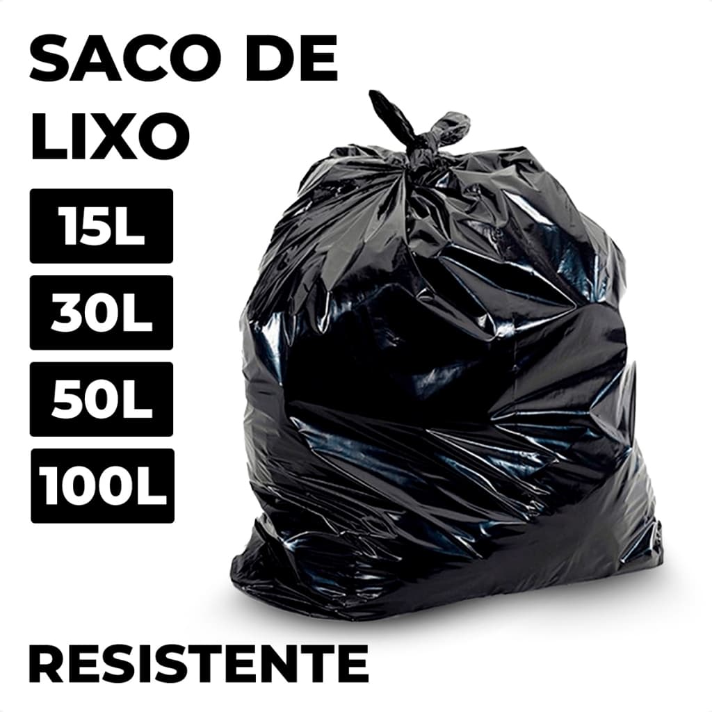 Saco De Lixo Preto Rolo Resistente Forte
