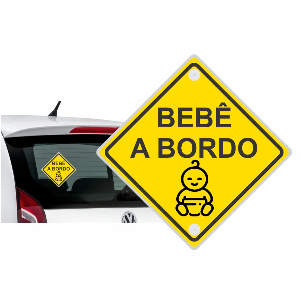 Placa Bebê a Bordo Para Carro Aviso com Ventosa Interno