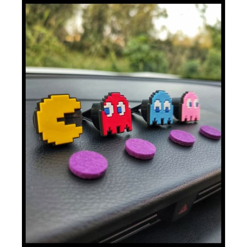 Kit Clip Aromatizador Para Carro Decoração Interior Veículos Perfume Carro Essência + 4 Clip Pac Man