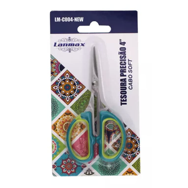 Tesoura Lanmax de Precisão Soft 4 Polegadas Verde LM-C004 Reta