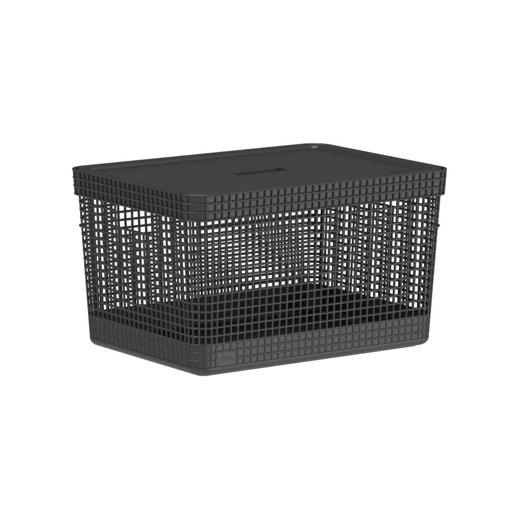 Cesto Organizador com Tampa Grid Preto 20L - Ou