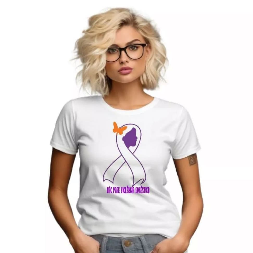 Camiseta Campanha Agosto Lilás Não Para Violência Domestica