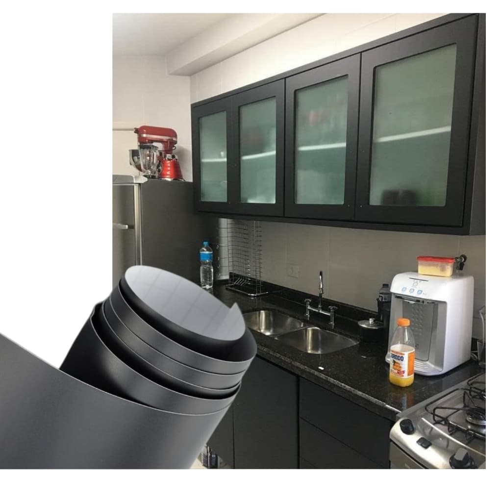 Adesivo Preto Envelopamento Plotagem Decoração Móveis Geladeira Fogão Cozinha Armário 5 metros e 10 metros