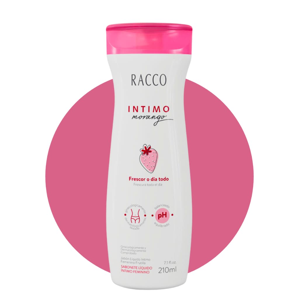 Sabonete Intimo Feminino Morango Racco 210ml Liquido Íntimo Higiene Intima Proteção Feminina