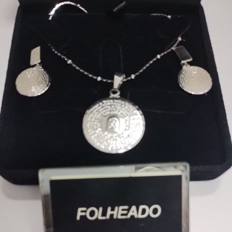 Corrente e Brinco conjuntos Prata de Folheado
