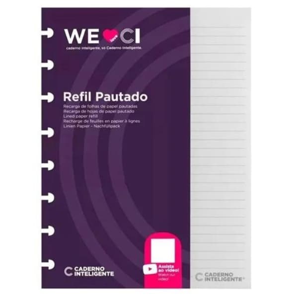 Refil A5 para Caderno Inteligente Pautado 90G 50 Folhas