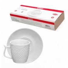 Jogo de 6 Xícaras Com Pires Café Brixton 150ml Porcelana Hauskraft