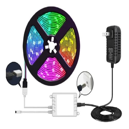 Fita Led Rgb 5050 5m Bivolt Com Fonte + Controle B16 Tensão De Operação 12v 110v/220v