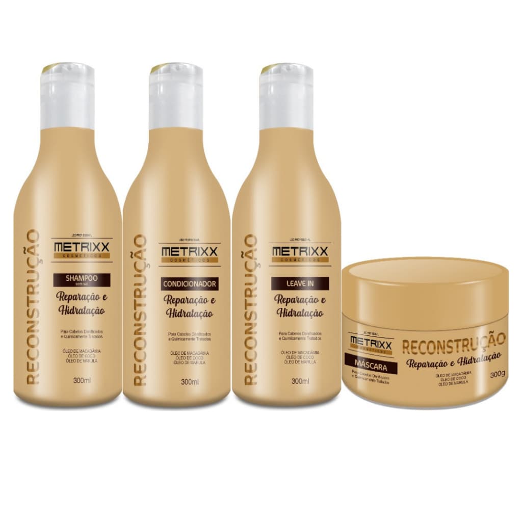 Kit Capilar Reconstrução Reparação e Hidratação Salão em Casa Metrixx Cosméticos