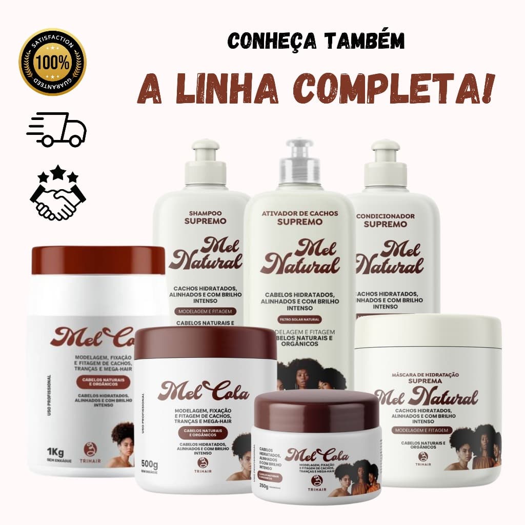 KIT MEL NATURAL MEL COLA + SH + COND + ATIVADOR + MASCARA TRIHAIR