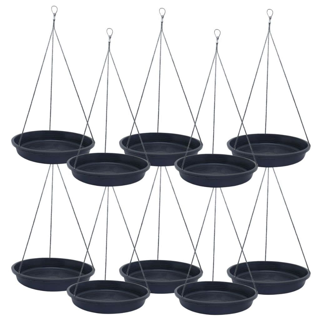 12 Suporte P/ Pendurar Vaso E Planta Suspenso Na Parede e Teto - Prato De Plástico 17 cm + Haste de Plantas e Vasos 40cm