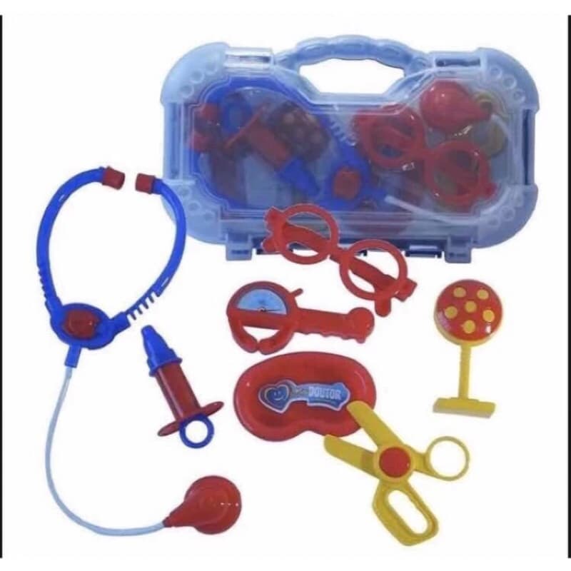Maleta Kit Medico Azul Brincando de Medico Brinquedo Educativo