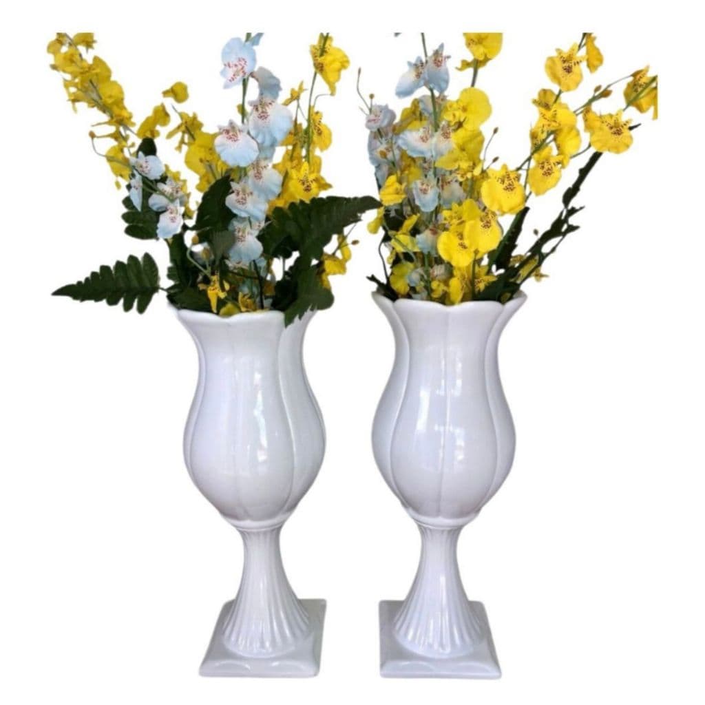 Vaso Em Cerâmica Para Decoração De Festa Kit com 2 Unidades 41x16 Vaso De Luxo Louça