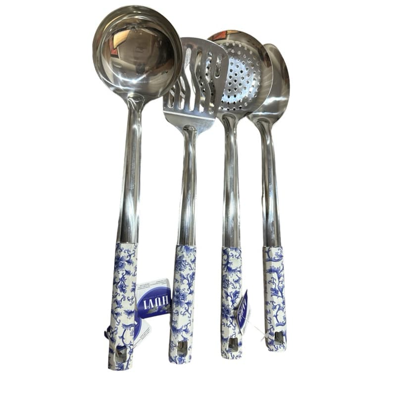 Peças Utensílios para Cozinha em Aço Inox  Completo Escumadeira Concha Espátula Pegador Estampados