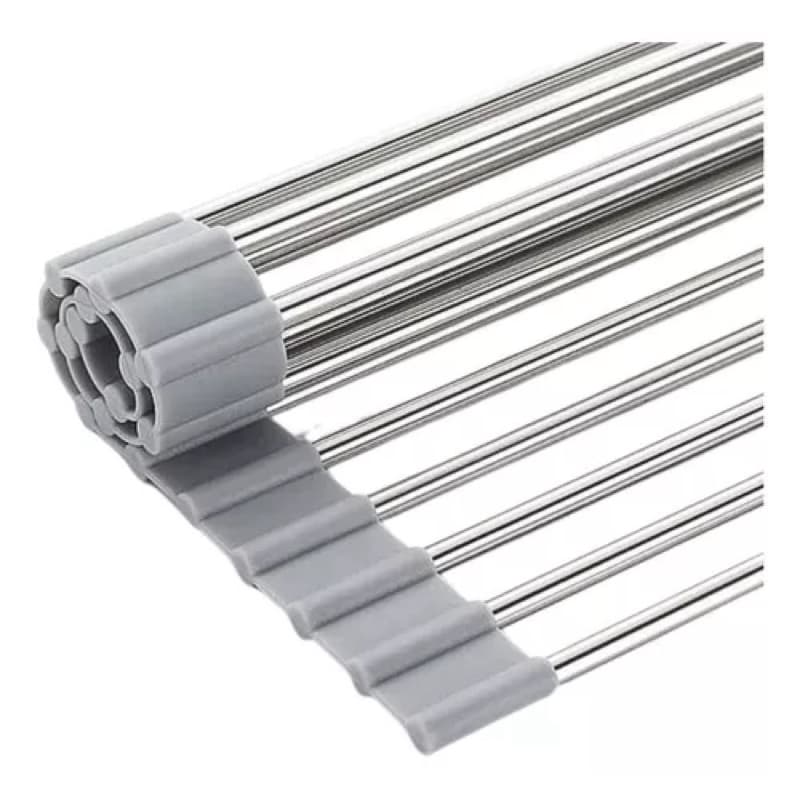 Esteira Escorredor Dobrável Flexível Inox Para Louças Pratos e Alimentos Multifuncional Para Pia