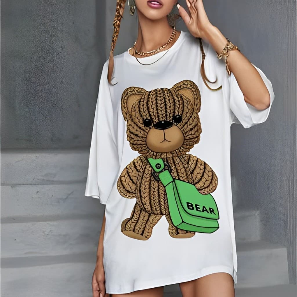 Camisa T-shirt Poliéster Feminina Ocasional Com Estampada