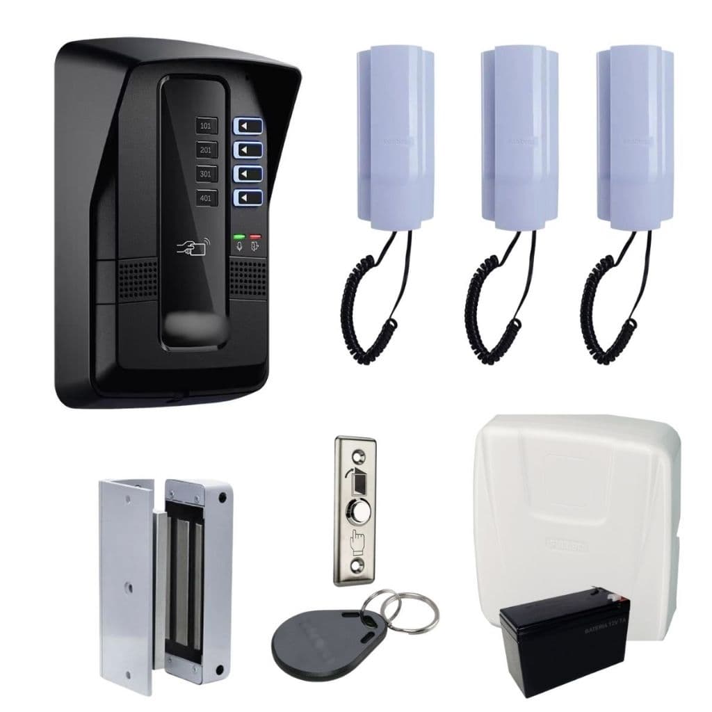 Porteiro Coletivo Interfone Residencial Comercial Kit 3 Pontos Intelbras E Fechadura Eletroima