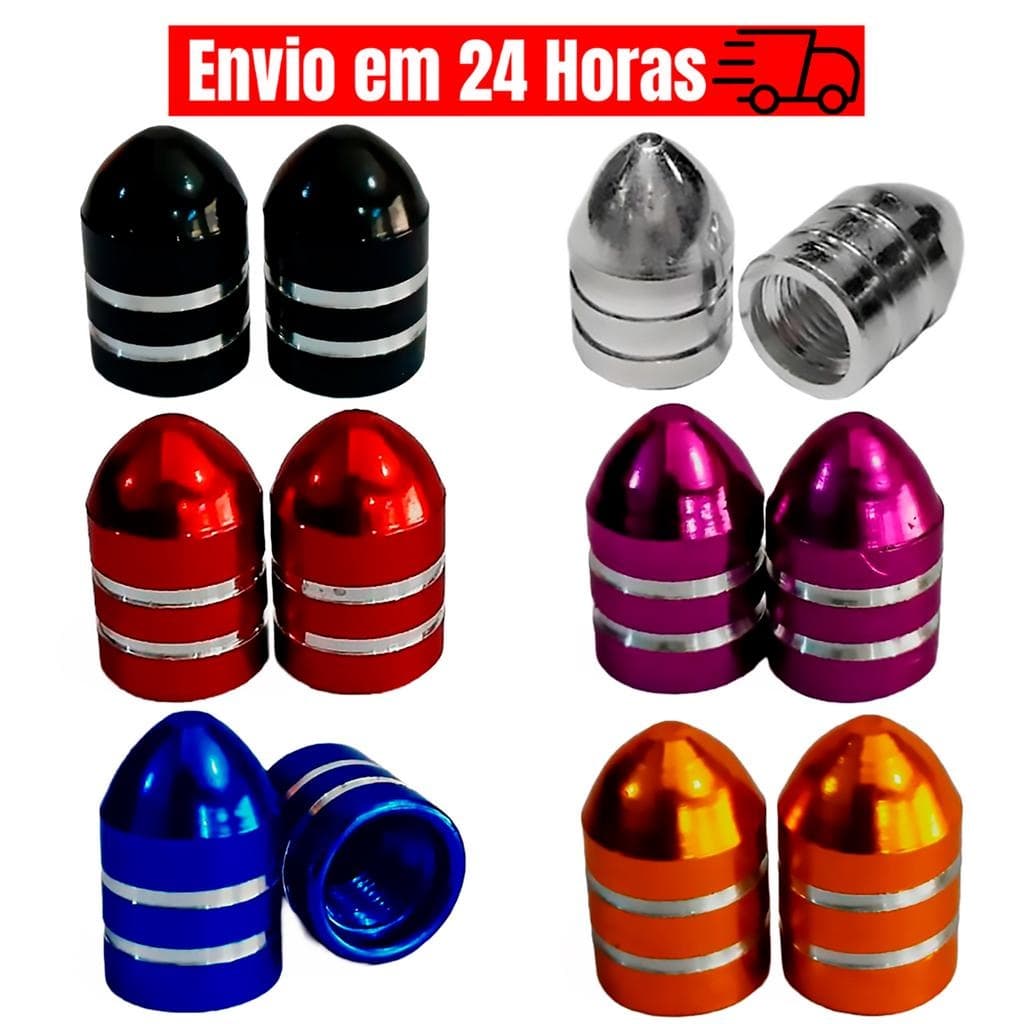 Tampinha Tampa Válvula Bico Pino Bala Para Câmara De Ar De Bike Moto Carro(2 unidades)