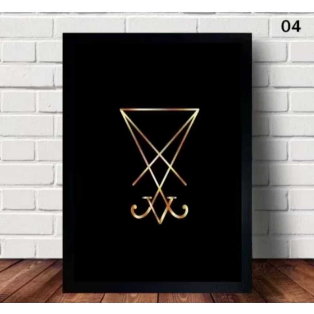 Quadro Decorativo Abstrato Símbolo Lúcifer Sala Quarto