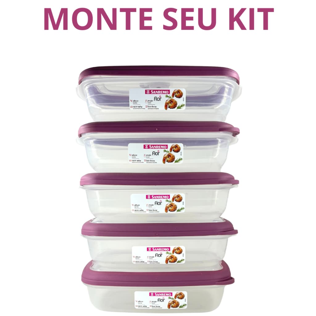 Kit 5 Potes Herméticos com Válvula para Micro Ondas Empilhaveis Organizador de Alimentos Cozinha