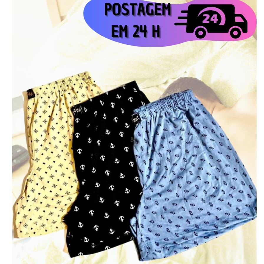 Kit  Samba Canção Malha PV Plus size radicional Slip Comum Elástico Embutido