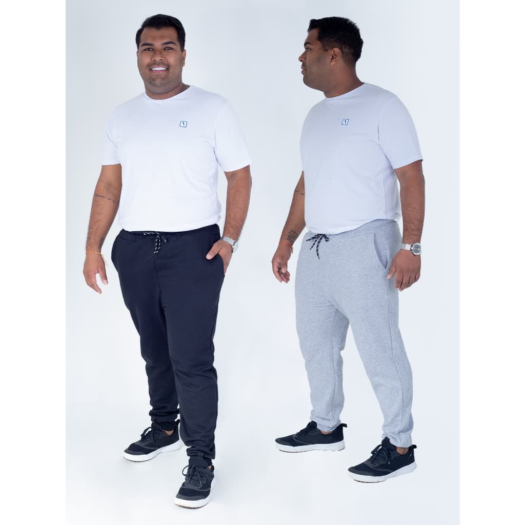 Kit 2 Calças Moletom Plus Size Skinny Jogger Masculinas Algodão