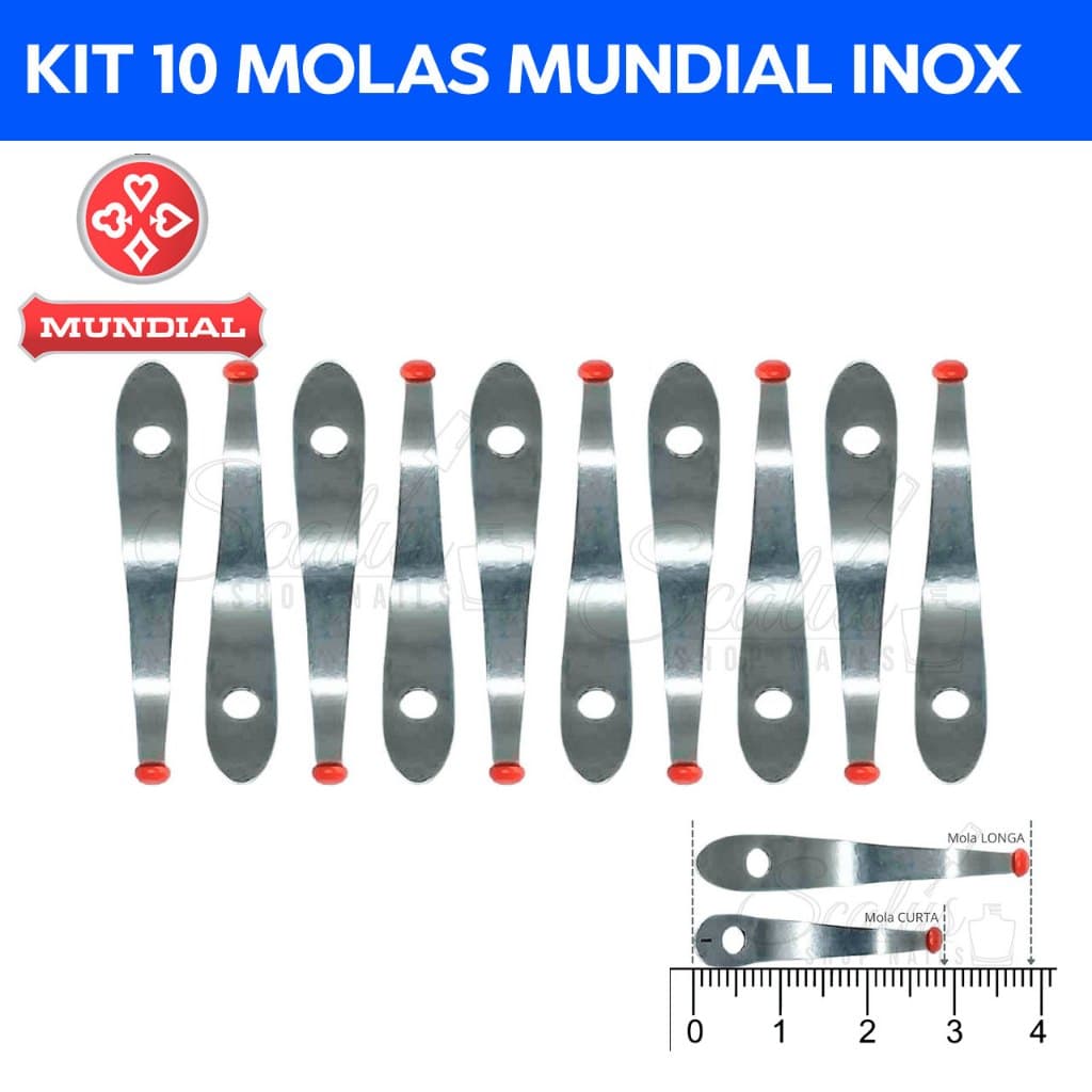 Kit 10 Molas para Alicate Cutícula Unha Mundial Inox Curta e Longa 522, 777, 722