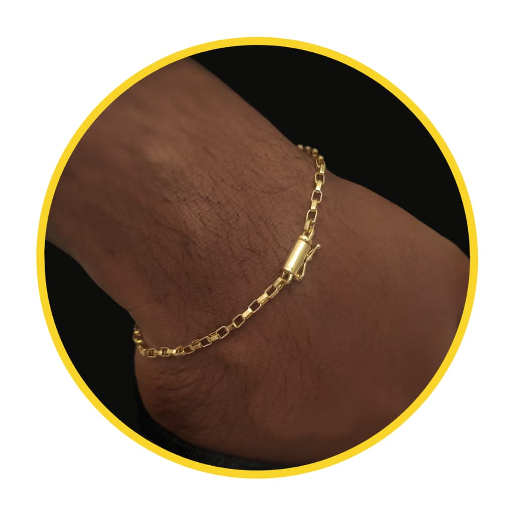 Pulseira Masculina Moeda Antiga Banhada a ouro 18k Fina Cartie Tijolinho 3mm Discreta PROMOÇÃO