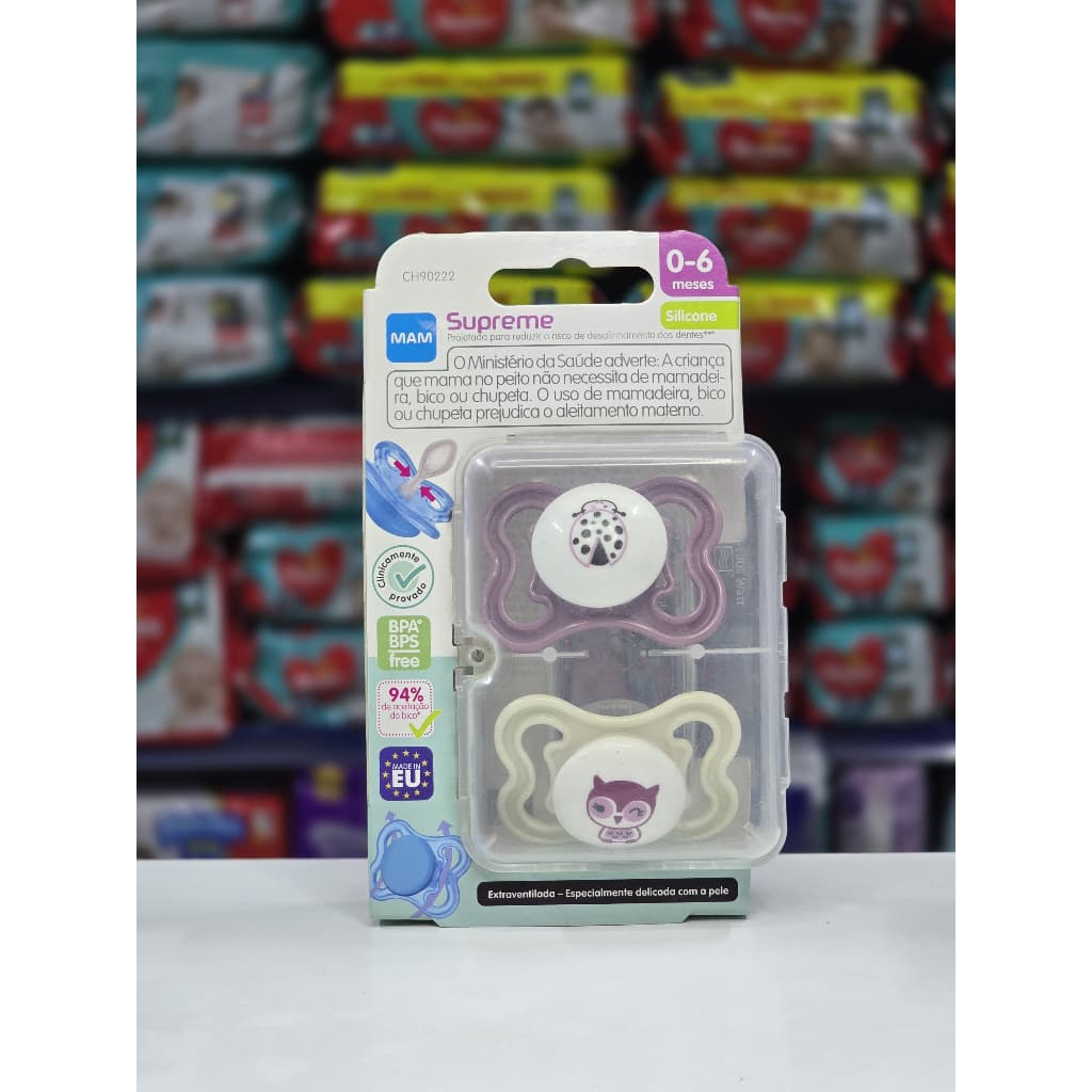 Kit c/2 Chupeta MAM Supreme, Extraventilada. Tam. 1(0 a 6 meses) ORIGINAL