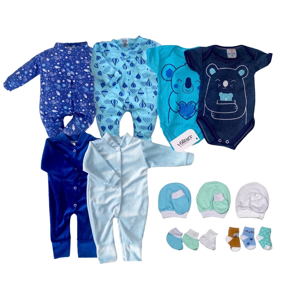 Super Kit Roupa de Bebê 18 Peças Body e Macacão Enxoval Maternidade