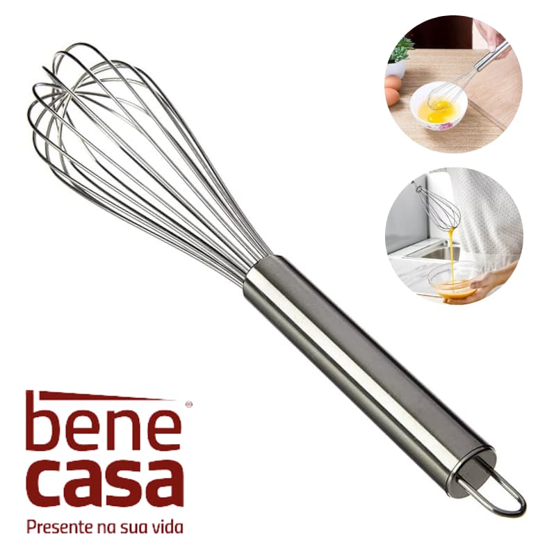 Fuet Batedor de Ovo em Inox 30cm Utensílios de Cozinha Grande